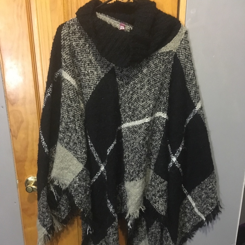 Black and white poncho